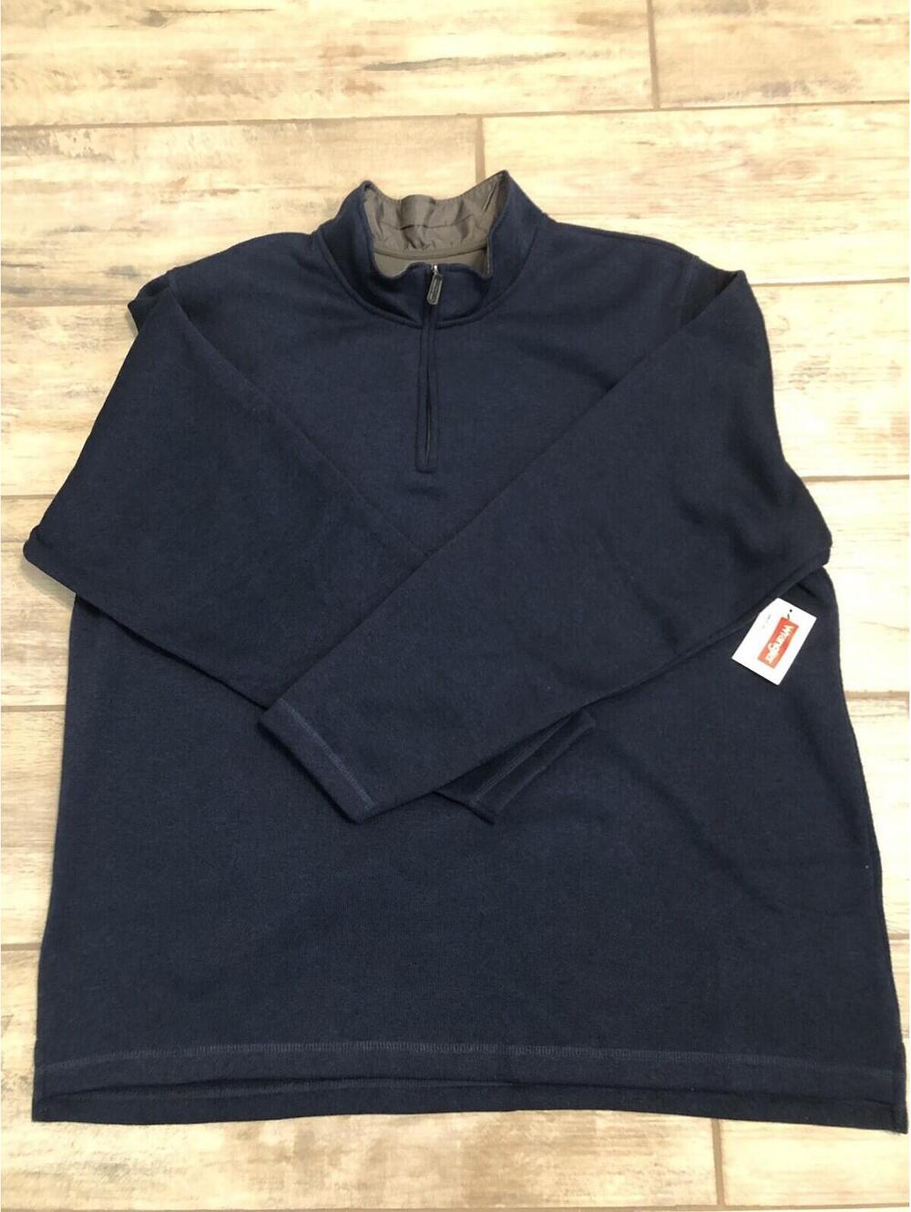 Wrangler Authentics 1/4 Zip Sweatshirt Men's 2XL XXL Long‎ Sleeve Blue Polyester